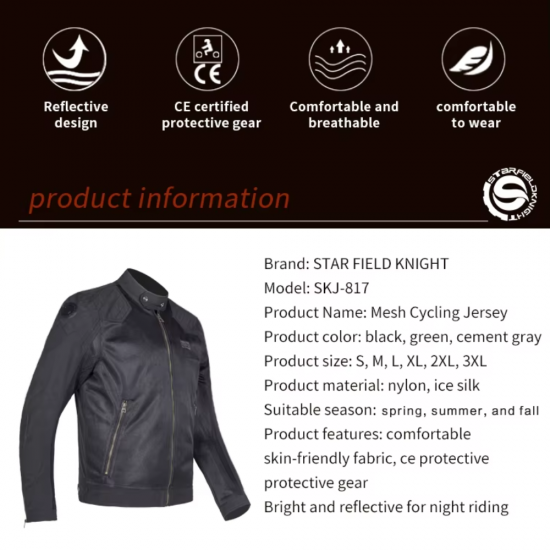 جاكيت دراجات نارية STAR كلاسيكي – أسود