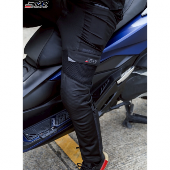 بنطال دراجات نارية STAR شبكي صيفي – أسود
