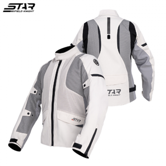 جاكيت دراجات نارية STAR شبكي صيفي – أبيض / رمادي