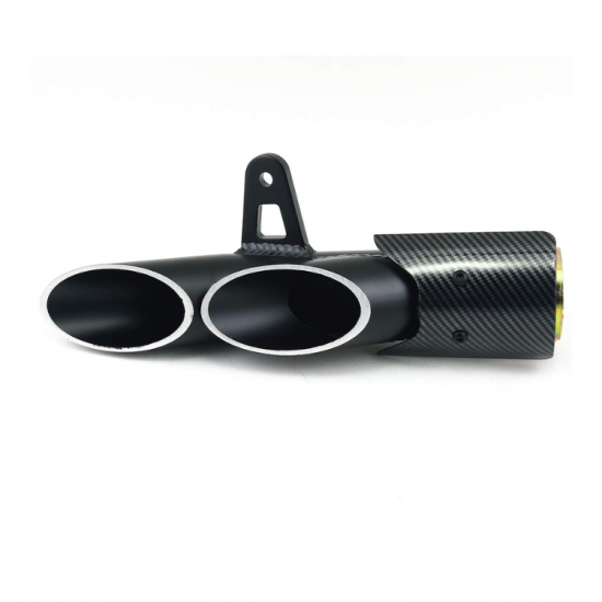 دبة عادم دراجات نارية شكل TOCE مزدوجة – مدخل 45 مم – أسود