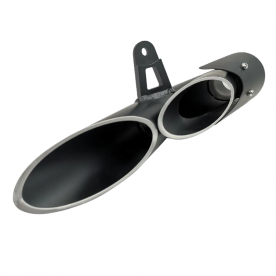 دبة عادم دراجات نارية شكل TOCE مزدوجة – مدخل 45 مم – أسود