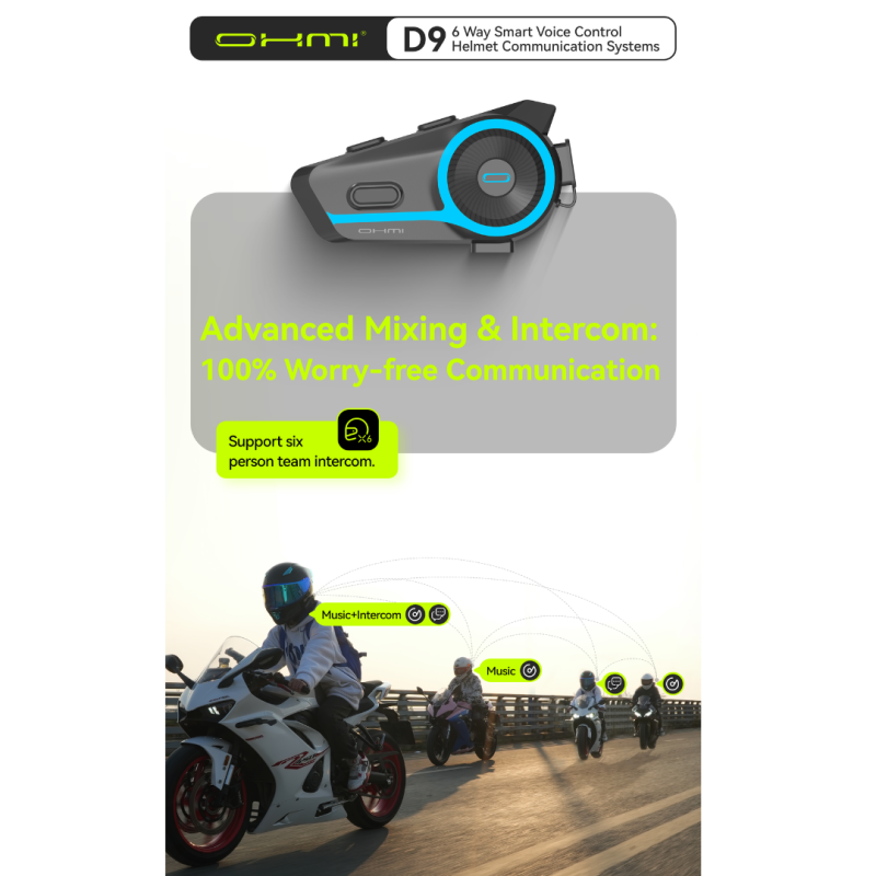 سماعه Helmet Bluetooth Headset D9