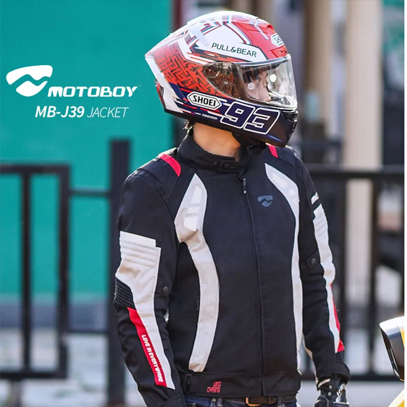 جاكيت MOTOBOY اسود ابيض
