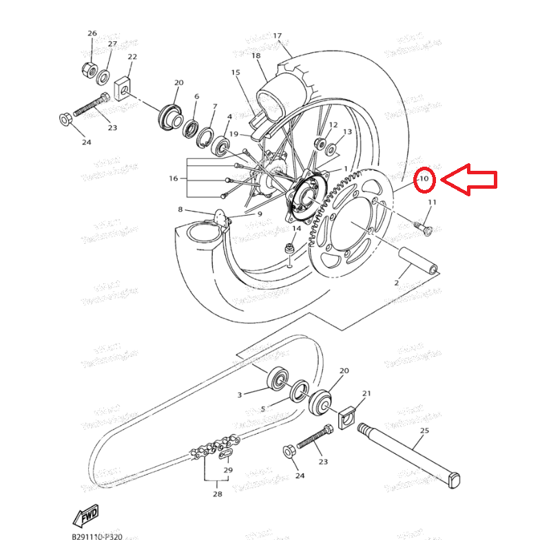 ساعة جنزير T51 خلفي YZ450/250/125