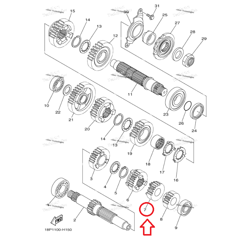 ترس قير 3RD PINION (19T) YZ450