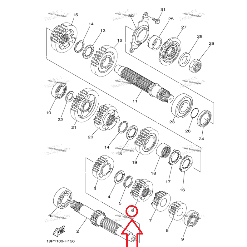 ترس قير 4TH PINION (21T) YZ450