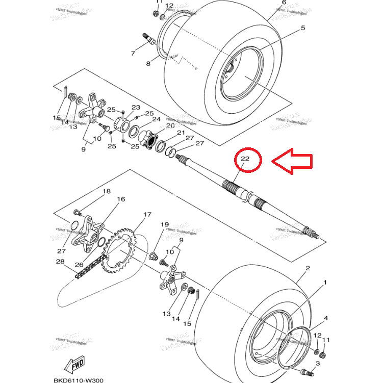 عمود خلفي كفر YFZ450