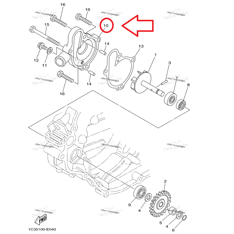 غطاء طرمبة ماء YZ125