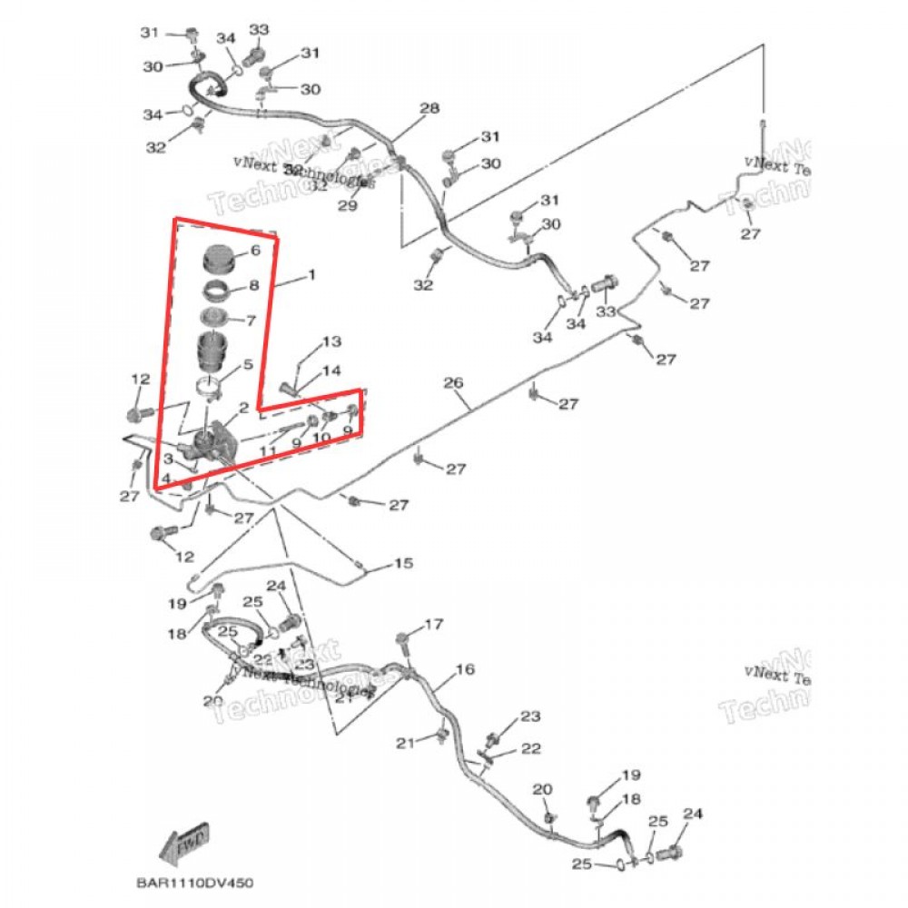 علبة فرامل بقي YXF850E وكالة