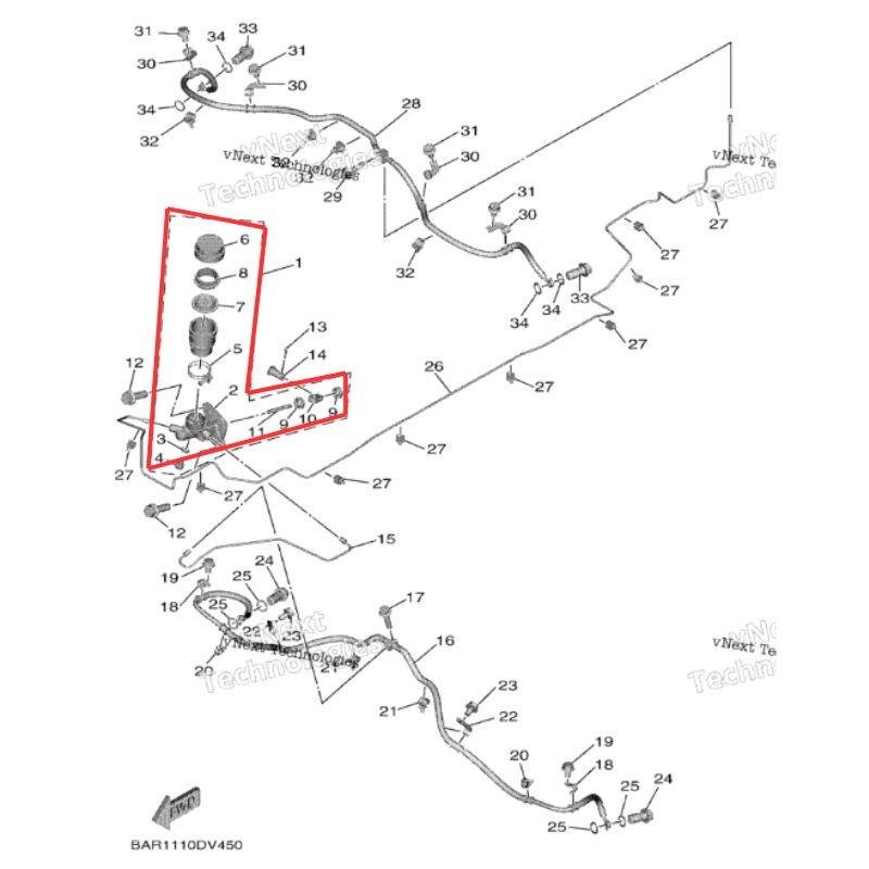 علبة فرامل بقي YXF850E وكالة
